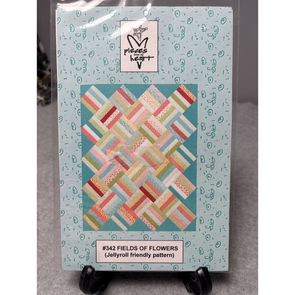 #342 Fields of Flowers Quilt Pattern Jellyroll Friendly by Pieces From My Heart - Picture 1 of 5
